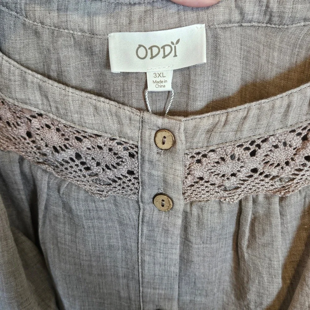 Oddy Brown‎ Ruffle Tiered Tunic Top Plus Size 3x Boho Chic Fairy Neutral